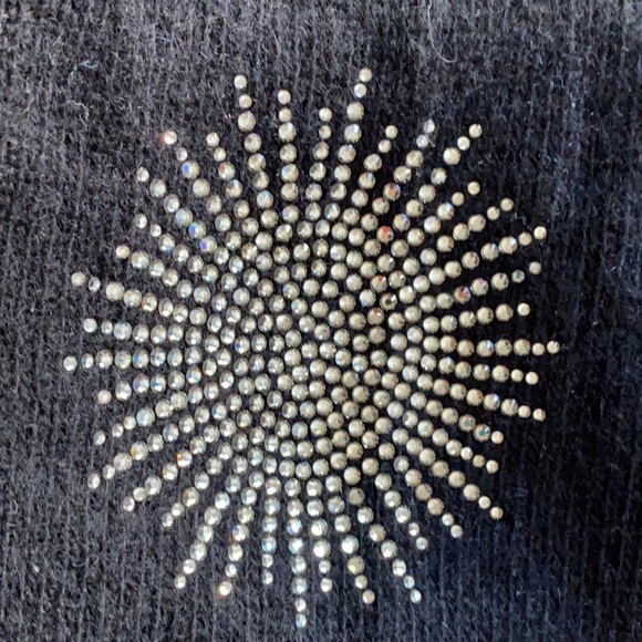 Carolyn Rowan Swarovski Crystals Starbust Long Black Cashmere Scarf - Picture 9 of 9